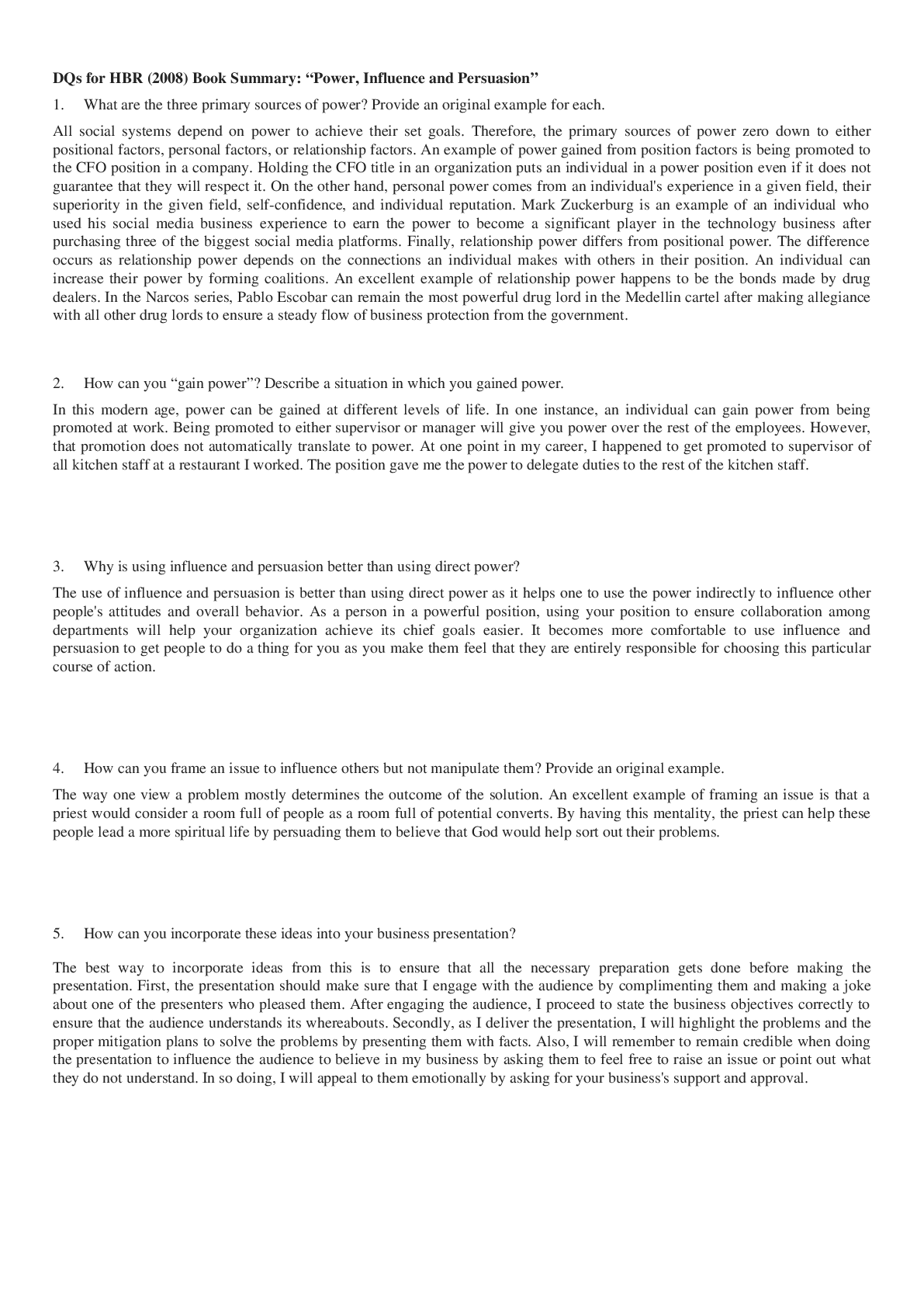 Preview image of POWER, INFLUENCE AND PERSUASION document